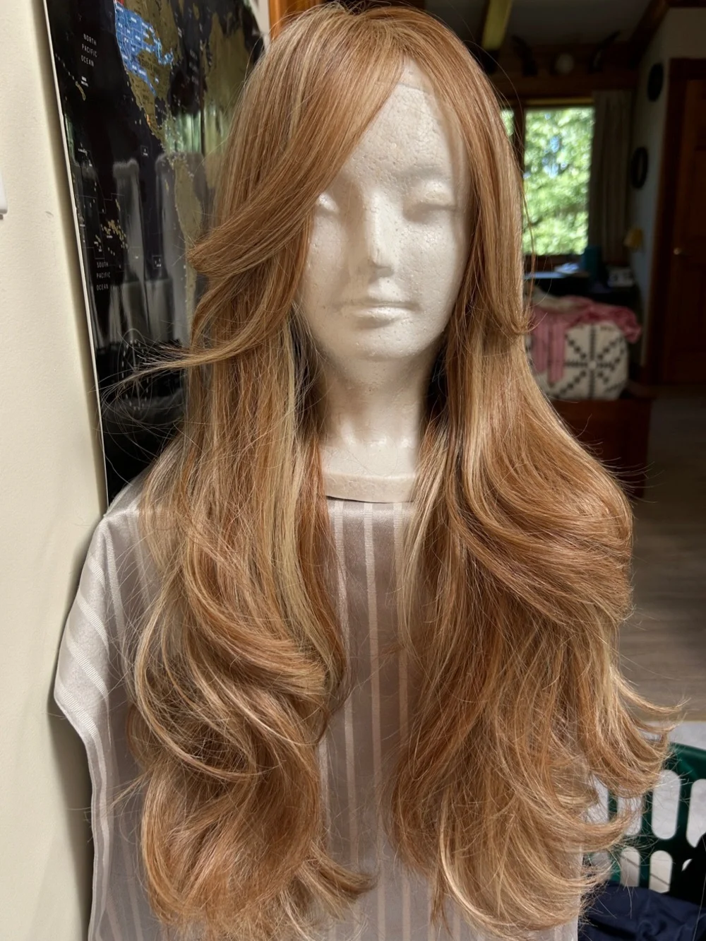 Long Layered Women’s Wig in Warm Honey Blonde - Smooth Soft Natural Waves